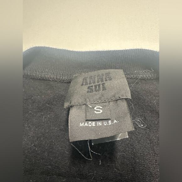 Anna Sui Black Necklace Beaded Cropped Sweatshirt Size Small Aztec Southwestern - Picture 4 of 8